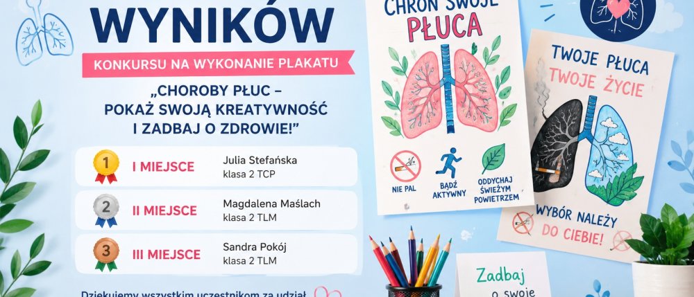 Ogłoszenie wyników konkursu na wykonanie plakatu „Choroby płuc – pokaż swoją kreatywność i zadbaj o zdrowie!”