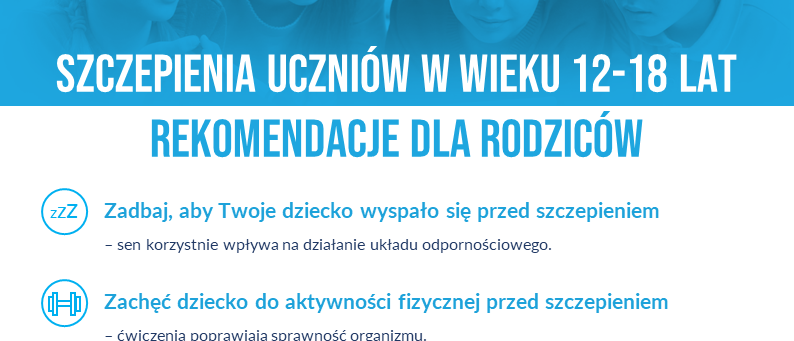 zdjęcie przedstawia twarze dzieci, z lewej strony godło Polski, napis 