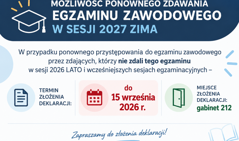 Możliwość ponownego zdawania egzaminu zawodowego w sesji 2027 ZIMA