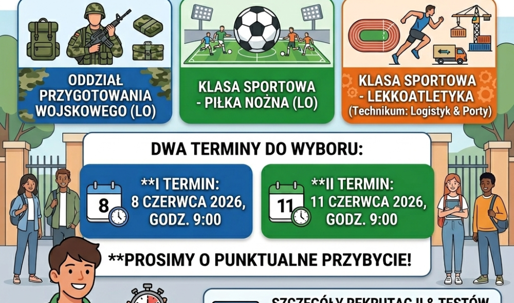 Testy sprawnościowe: 08 i 11 czerwca - przypomnienie dla kandydatów