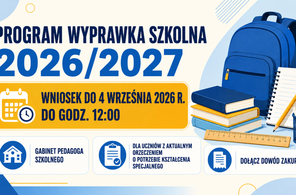 Plakat informacyjny o wyprawce szkolnej