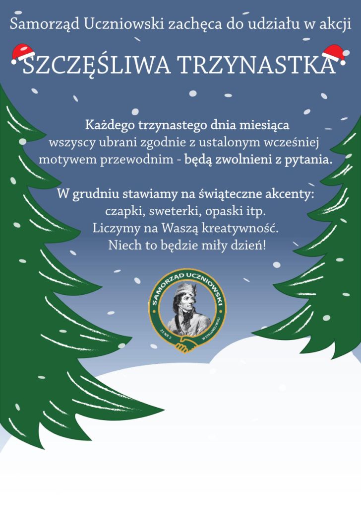 Plakat z opisem zasad akcji Szczęśliwa Trzynastka