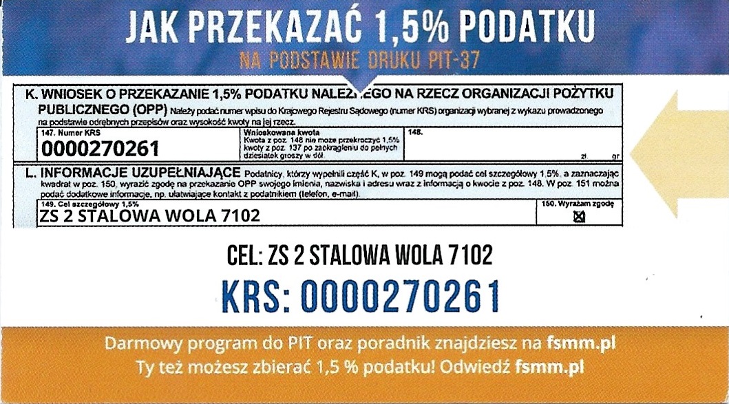 Instrukcja przekazania 1,5% podatku