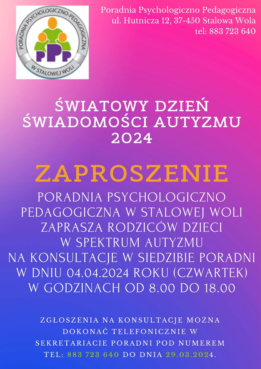 Plakat z okazji światowego dnia świadomości autyzmu