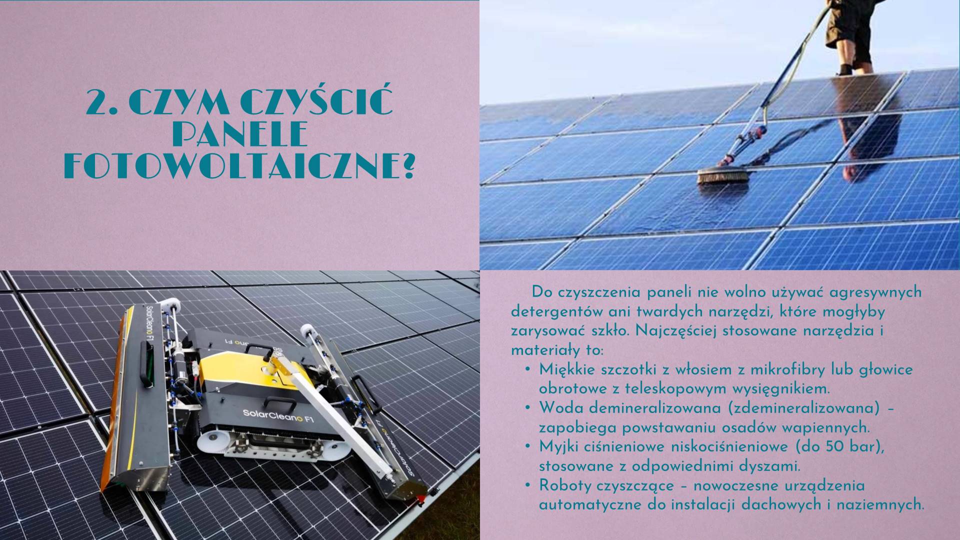 Slajd 3 Sposoby czyszczenia modułów fotowoltaicznych