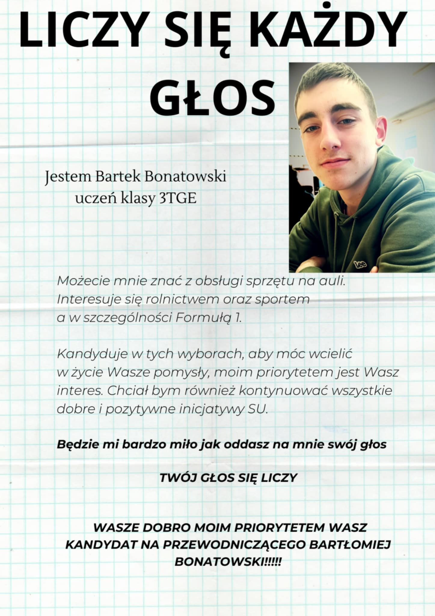 Kandydat na przewodniczącego Samorządu Uczniowskiego 2