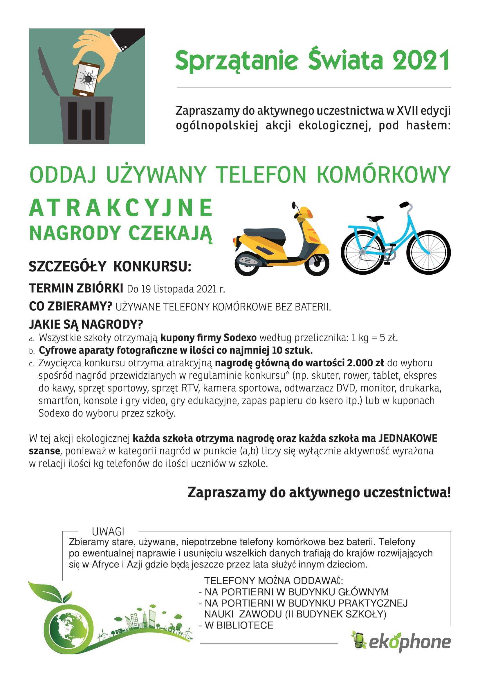 Plakat akcji "oddaj używany telefon"