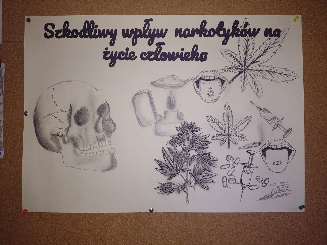 Plakat nr 1 -"Szkodliwy wpływ narkotyków na życie i zdrowie człowieka” Plakat nr 1 -"Szkodliwy wpływ narkotyków na życie i zdrowie człowieka”