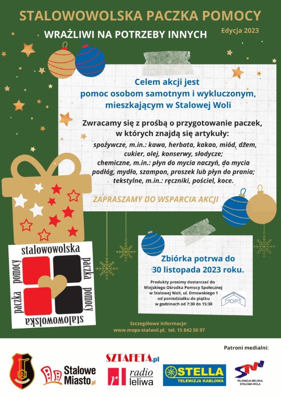 Plakat akcji - Stalowowolska Paczka Pomocy Plakat akcji - Stalowowolska Paczka Pomocy