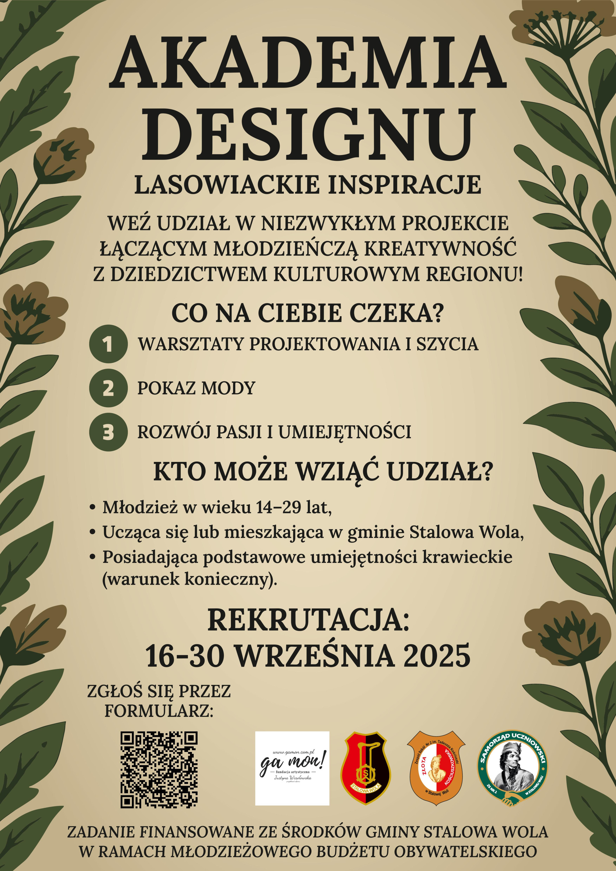 Plakat informacyjny Akademia Desginu