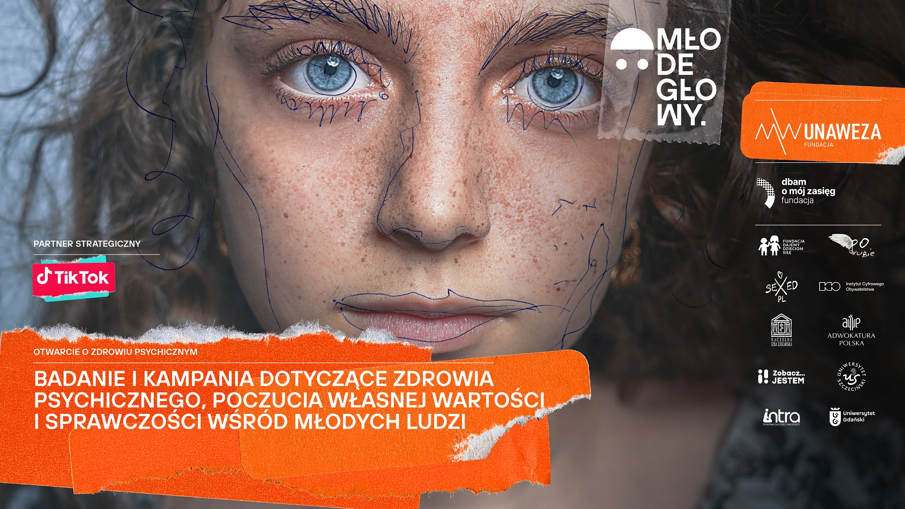Twarz dziewczyny pomazana długopisem Twarz dziewczyny pomazana długopisem